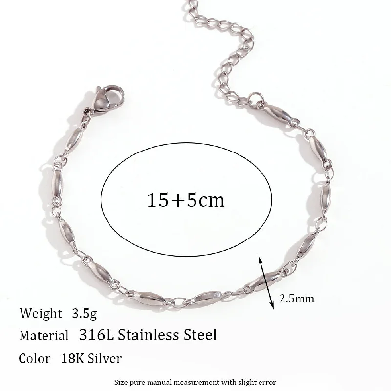 2.5mm Handmade Chain-Steel Bracelet-15cm+5cm