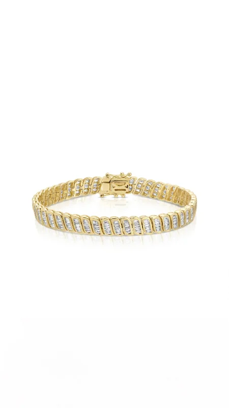 women’s thin gold bracelet-Baguette Diamond Zoe Bracelet in Yellow Gold