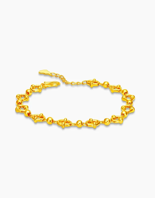 women’s pearl chain bracelet-LVC 9IN Oria 999 Gold Bracelet