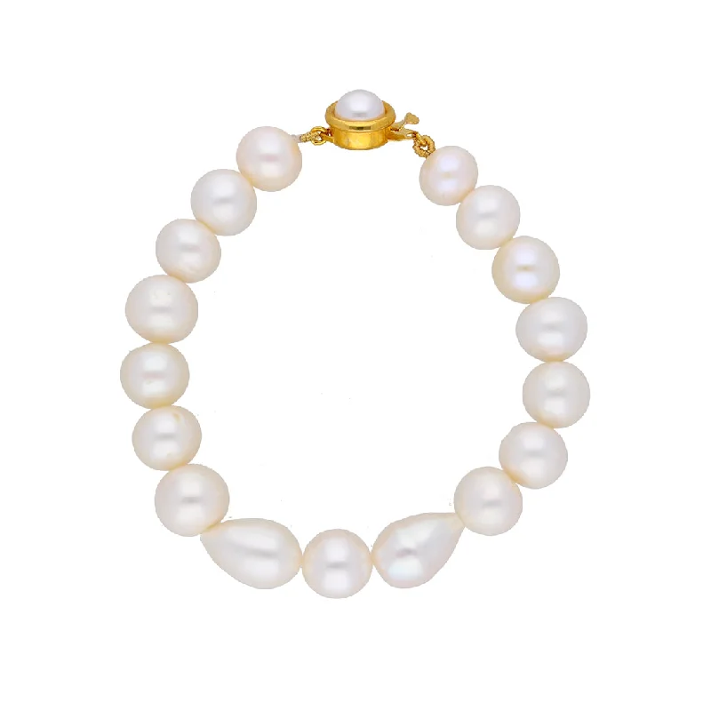 women’s statement bracelet-J Pearls Single Line White Pearl Bracelet - Real Pearl Jewelry