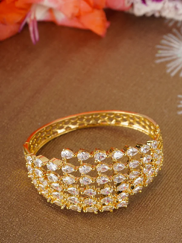 women’s multi-layer bracelet-Priyaasi Women Gold-Plated American Diamond Studded Kada Bracelet