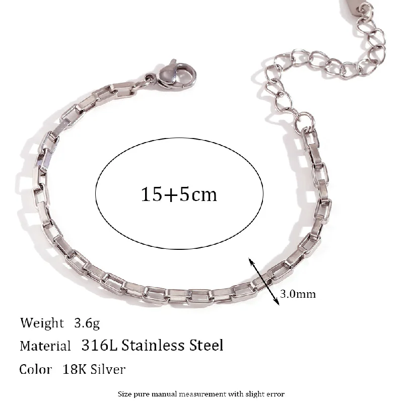 3mm Long Keel Chain-Steel Bracelet-15cm+5cm