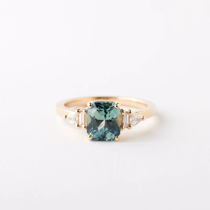 dazzling custom engagement rings-Anastasia Ring - 2.03ct. Teal Radiant Sapphire